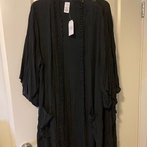 π― Rayon Black Kimono with beautiful lace details